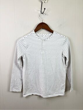 Miles The Label stripe white long sleeve Henley cotton stretch tee shirt 12